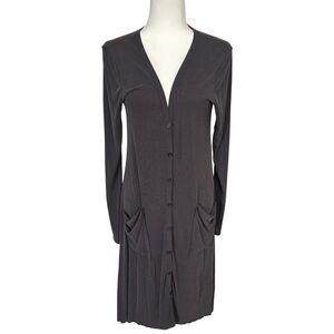 By Together Charcoal Gray Long Sleeve Button Up Dress Size Medium
